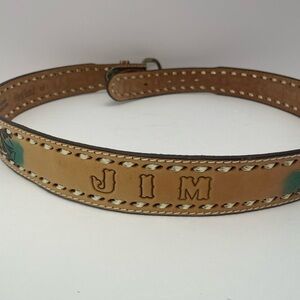 42 inch Top Grain Leather Tooled Belt with “Jim” on belt